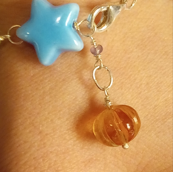 SU Bracelet "Peridot/Lapis/Pumpkin" Ceramic & Sterling silver - Picture 6 of 6